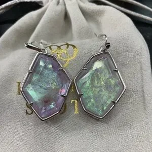 Ellms silver stud earrings sales in amethyst dichroic glass